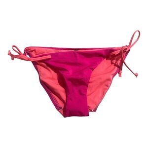 A. Che Womens Pink Side Tie Ruched Back Bikini Bottoms XS Fuchsia Swimwear